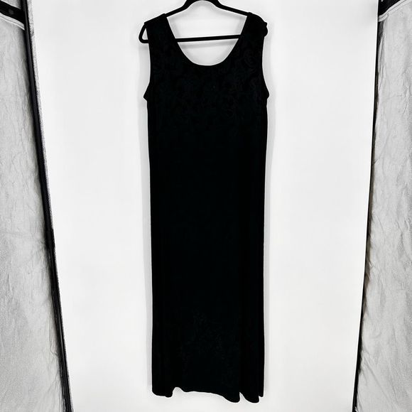 Spencer Alexis Maxi Dress Black Sleeveless Rayon Jacquard Long 1X Black Evening - Picture 2 of 11